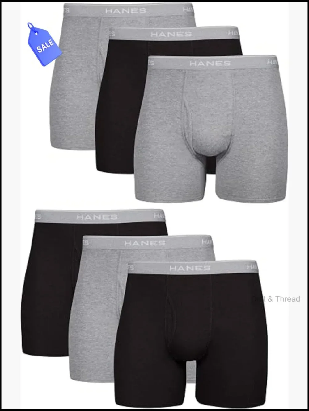 Men's Boxer Briefs 6-Pack Cotton Moisture Wicking No Ride Up